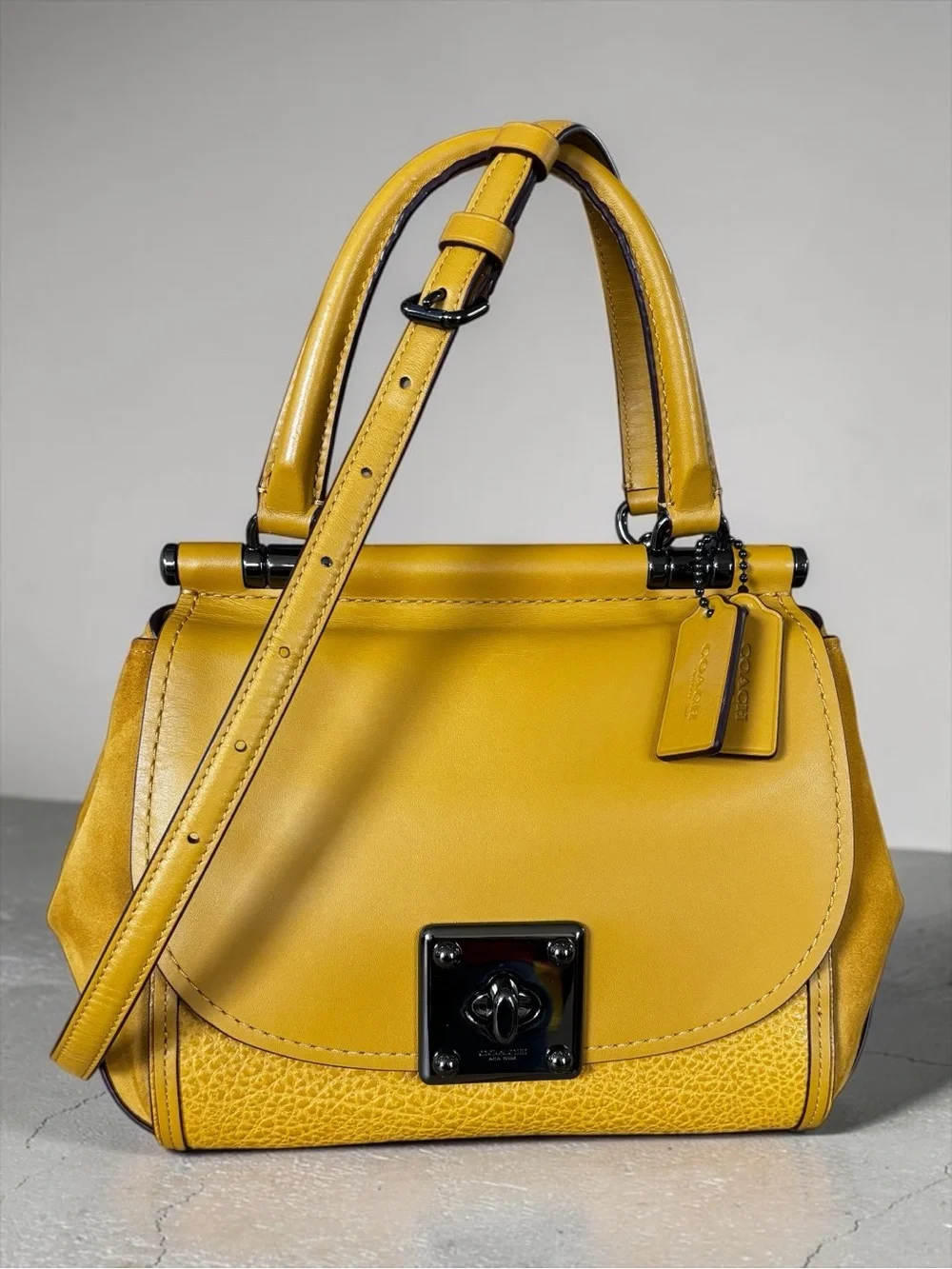 COACH   Drifter Top Handle Satchel in Dark Gunmetal/Flax